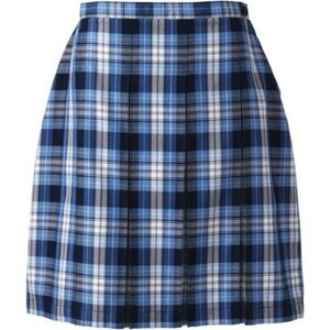 Lands' End Women's Plaid Box Pleat Skirt - Top Of The Knee